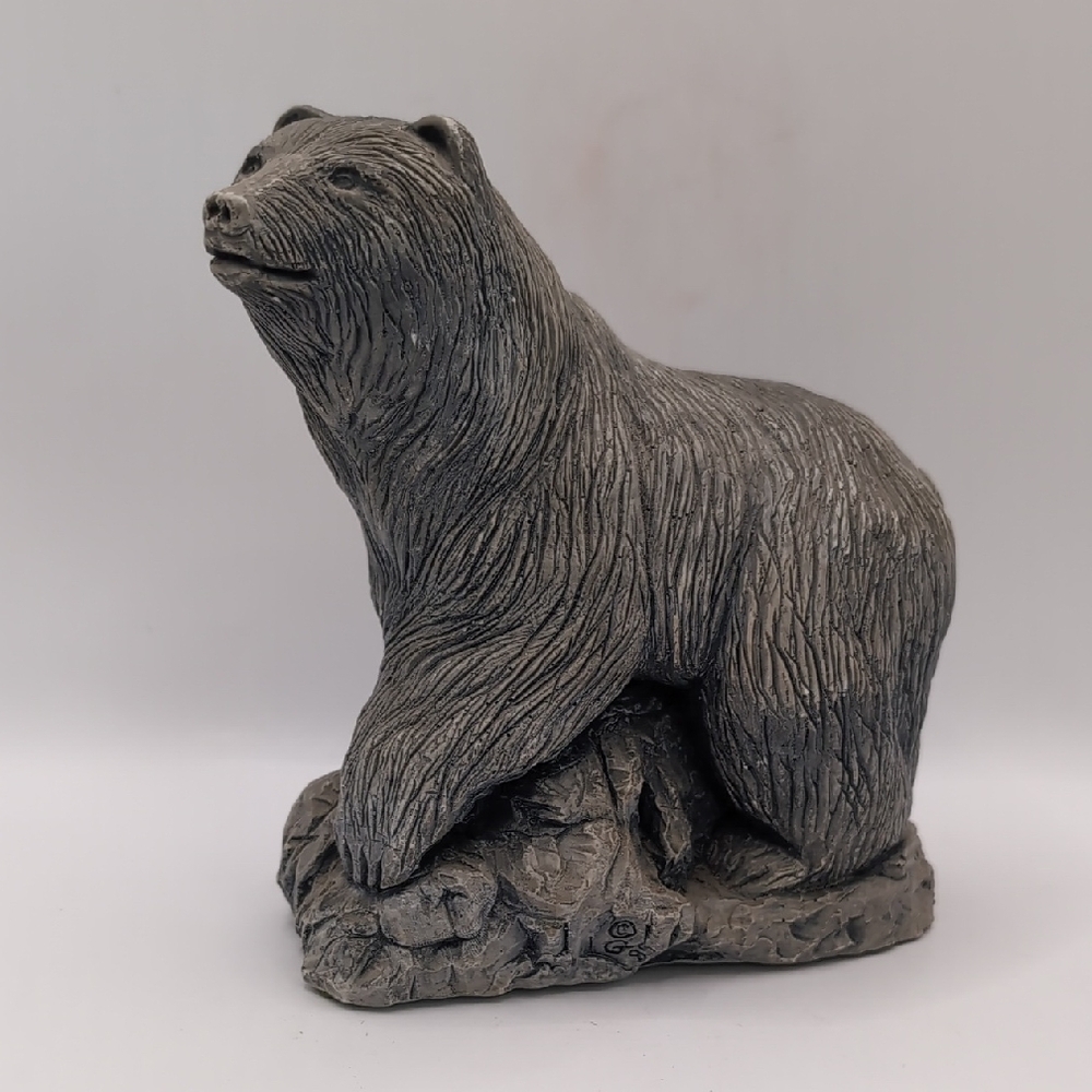 1985 Mount St. Helens Volcanic Ash Sculpture Black Bear - Hand Crafted & Signed